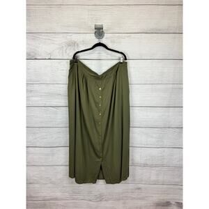 Bloomchic Plus Size Olive Green Pull On Midi Maxi Skirt Size 26
